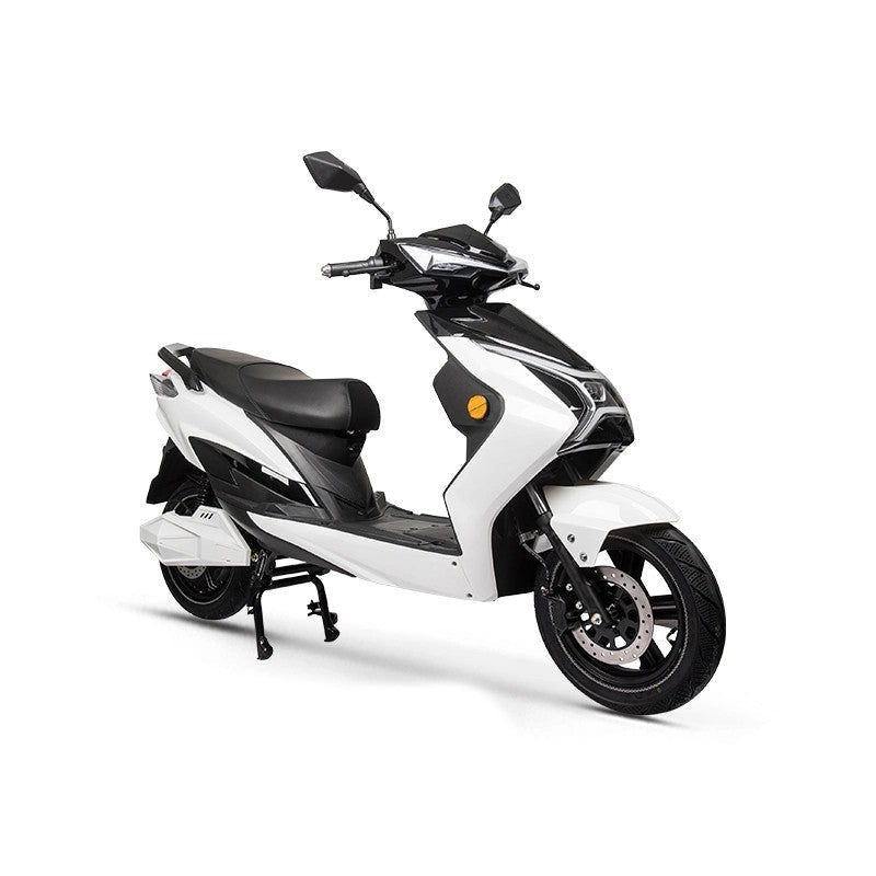 Scuter Electric Nmoto X1 Alb cu Motor Bosch 2020W – Viteză Max. 45 km/h, Autonomie 75 km, Dimensiuni 1750×570×1140mm, Greutate 80Kg, Portbagaj Detașabil, Alb/Negru Carte RAR (C.I.V) + CADOU Tricou N-Moto